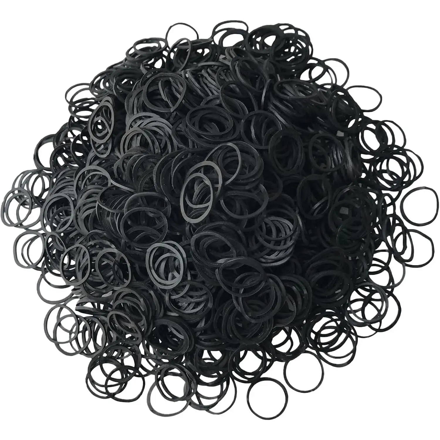 1200 Pcs Black Rubber Bands, Mini Hair Rubber Bands, Rubber Hair Ties, for Kids Hair, Braids Hair, Wedding Hairstyle and More (Diameter 15 mm, Black)