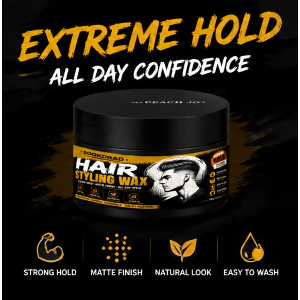 Hair Styling Wax, Aloe Vera, Castor Oil, Tea Tree Oil, Jojoba Oil, Extreme Hold, Strong Hold, Matte Finish, All Day Style, Easy To Wash, Plant-based, For All Hair Types, 100g/3.53 oz