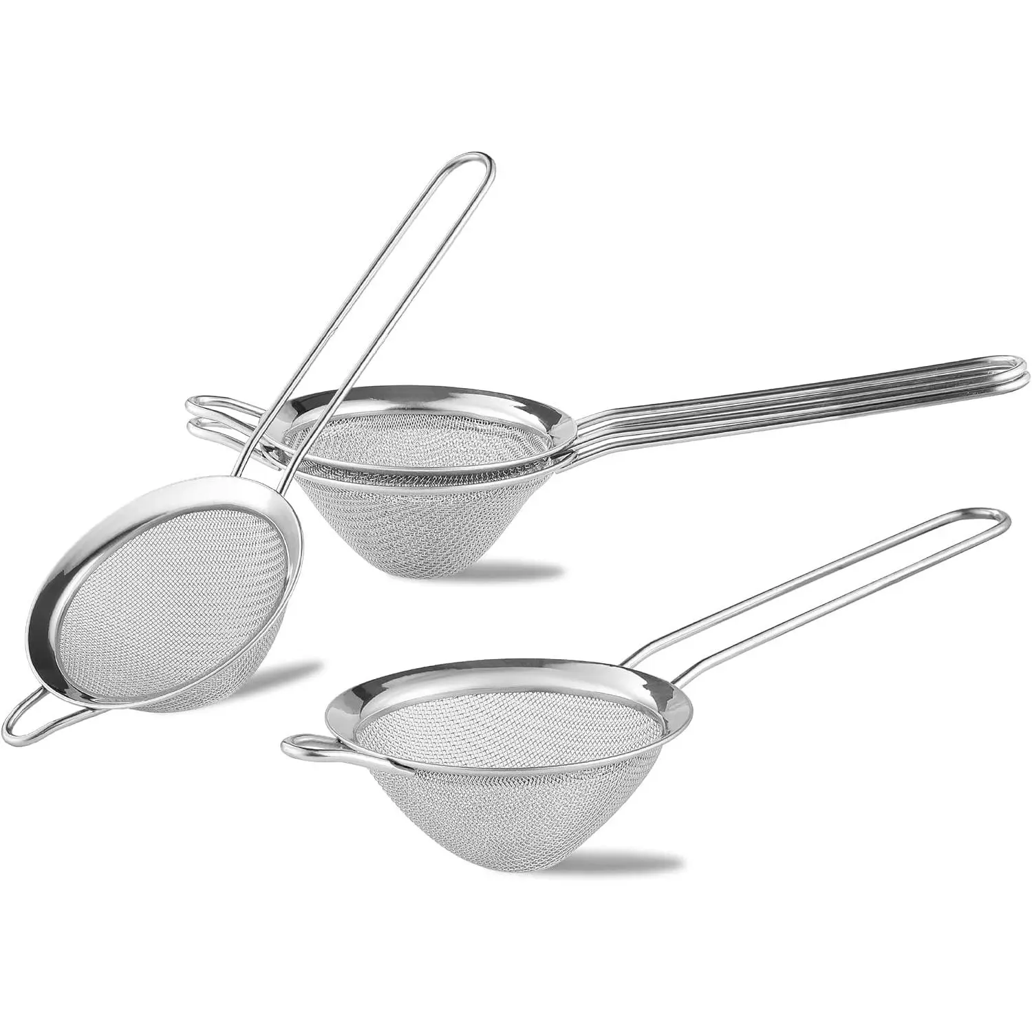 4 count Fine Mesh Strainer,  Stainless Steel Small   Drink Strainers for Kitchen and Bar
