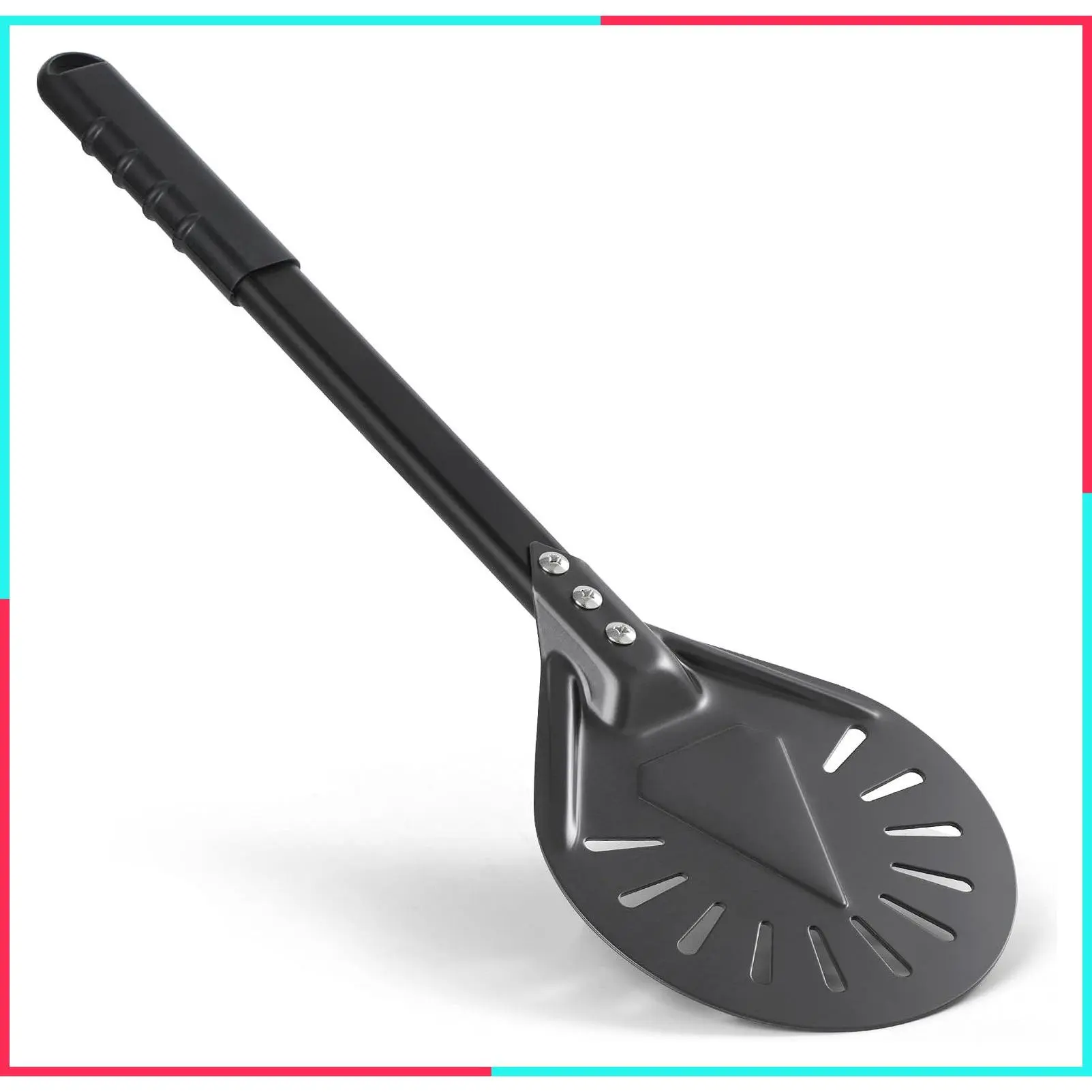 Pizza Turning Peel - Restaurant-Grade Aluminum Perforated Pizza Turner Lightweight Metal Outdoor Pizza Oven Accessories