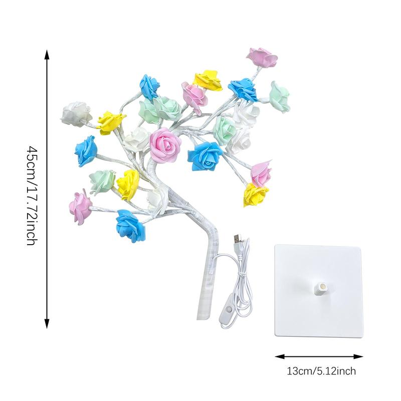 Rose Tree Shaped USB Night Light, Summer Creative Design LED Light Decorative Table Lamp for Home Bedroom Birthday Festival Party, Home Decor, Room Decor