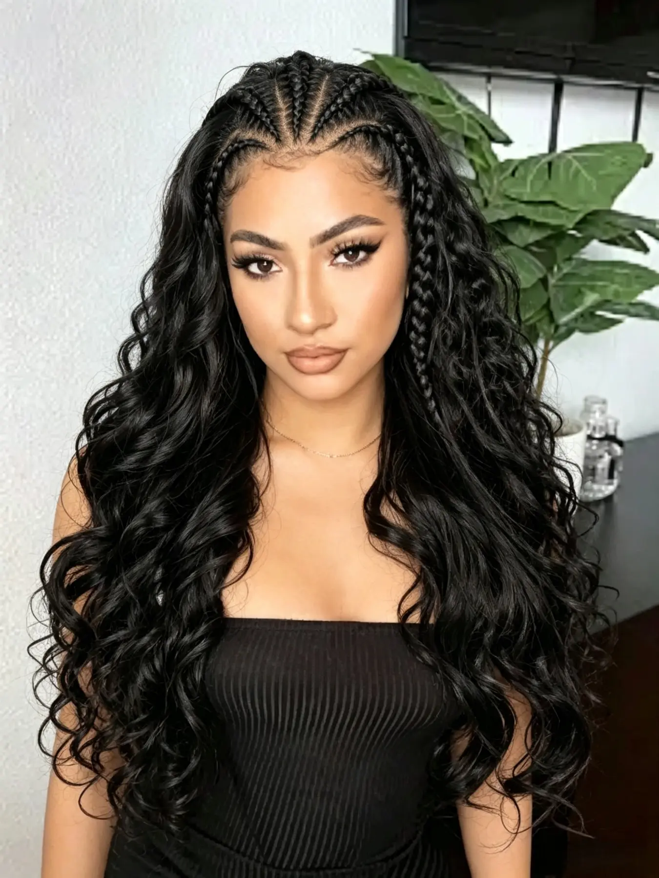 Pre-Styled Cornrow Water Wave Wig, Easy-To-Wear Hair Accessory, Perfect for Daily Use, Enhance Your Style Instantly