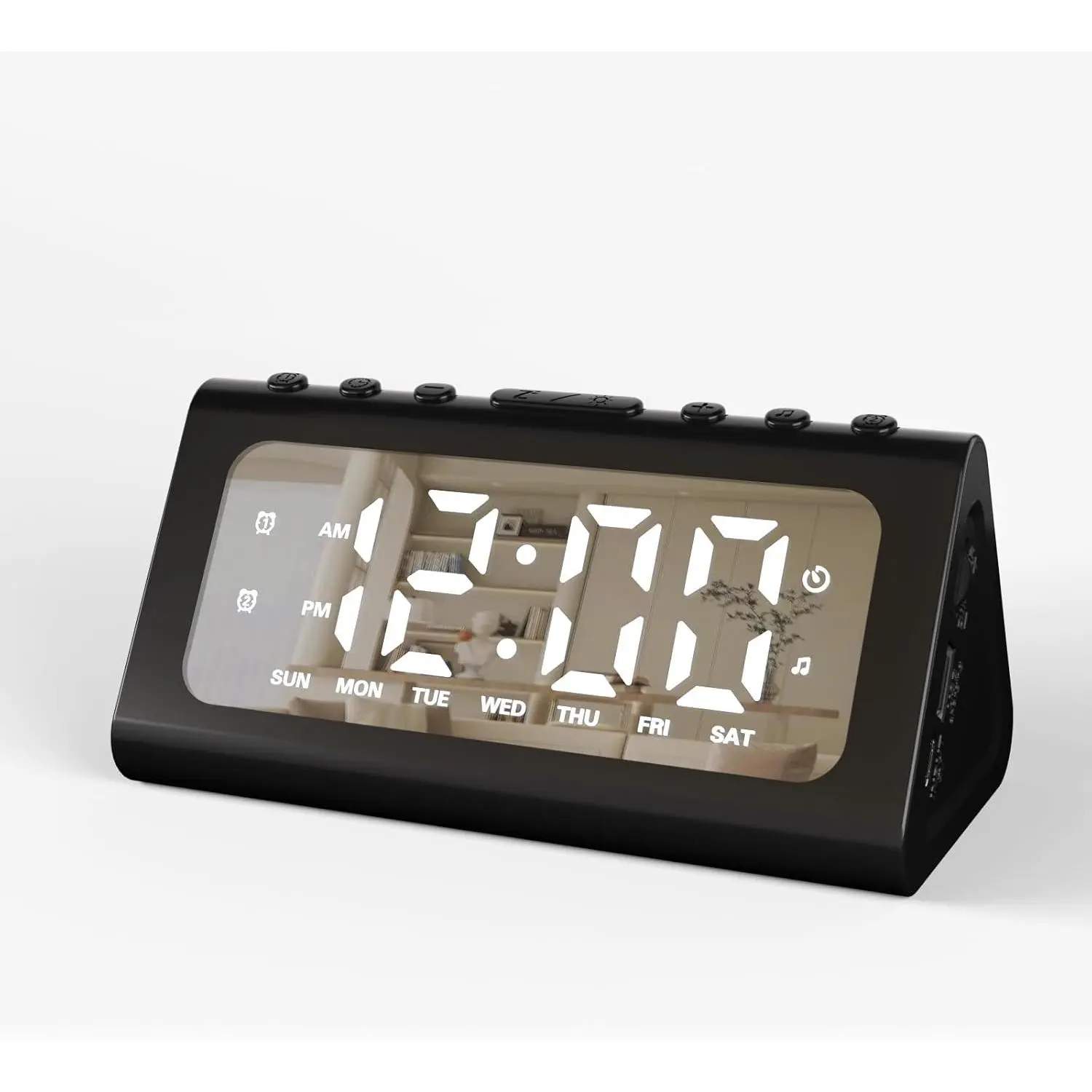 Digital  Clock with   and 7-Color LED Time Display | Nature sounds, adjustable volume, display dimmer and daily, weekday or   modes for bedrooms and heavy sleepers.