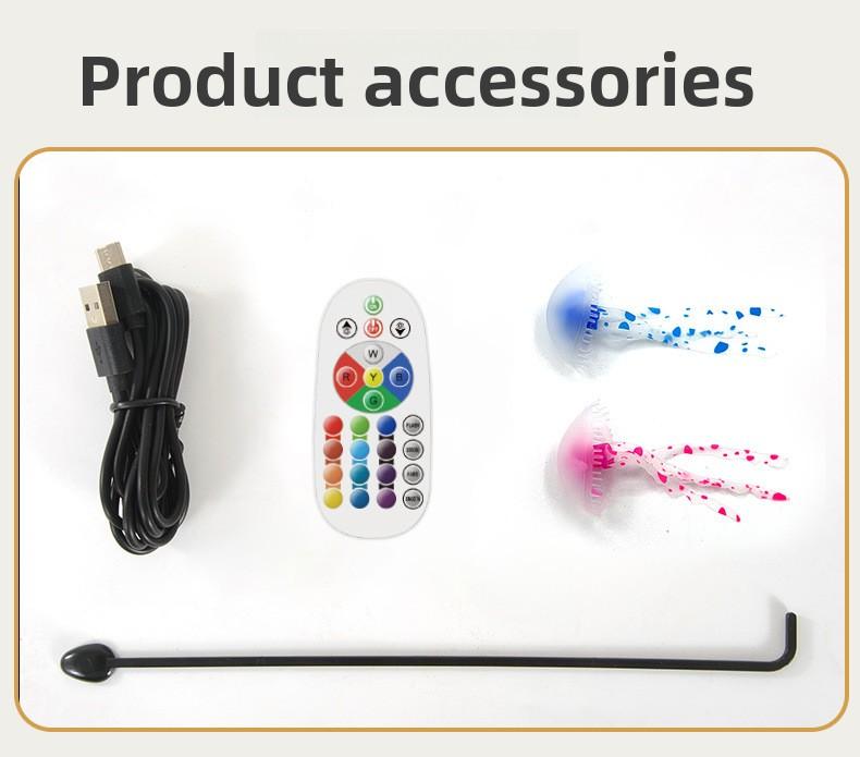 Aquarium Light Jellyfish Small Fish Volcano 3 Options RGB LED Remote Control Fish Tank Decorator Night Light Aquarium Decoration Pet Gift