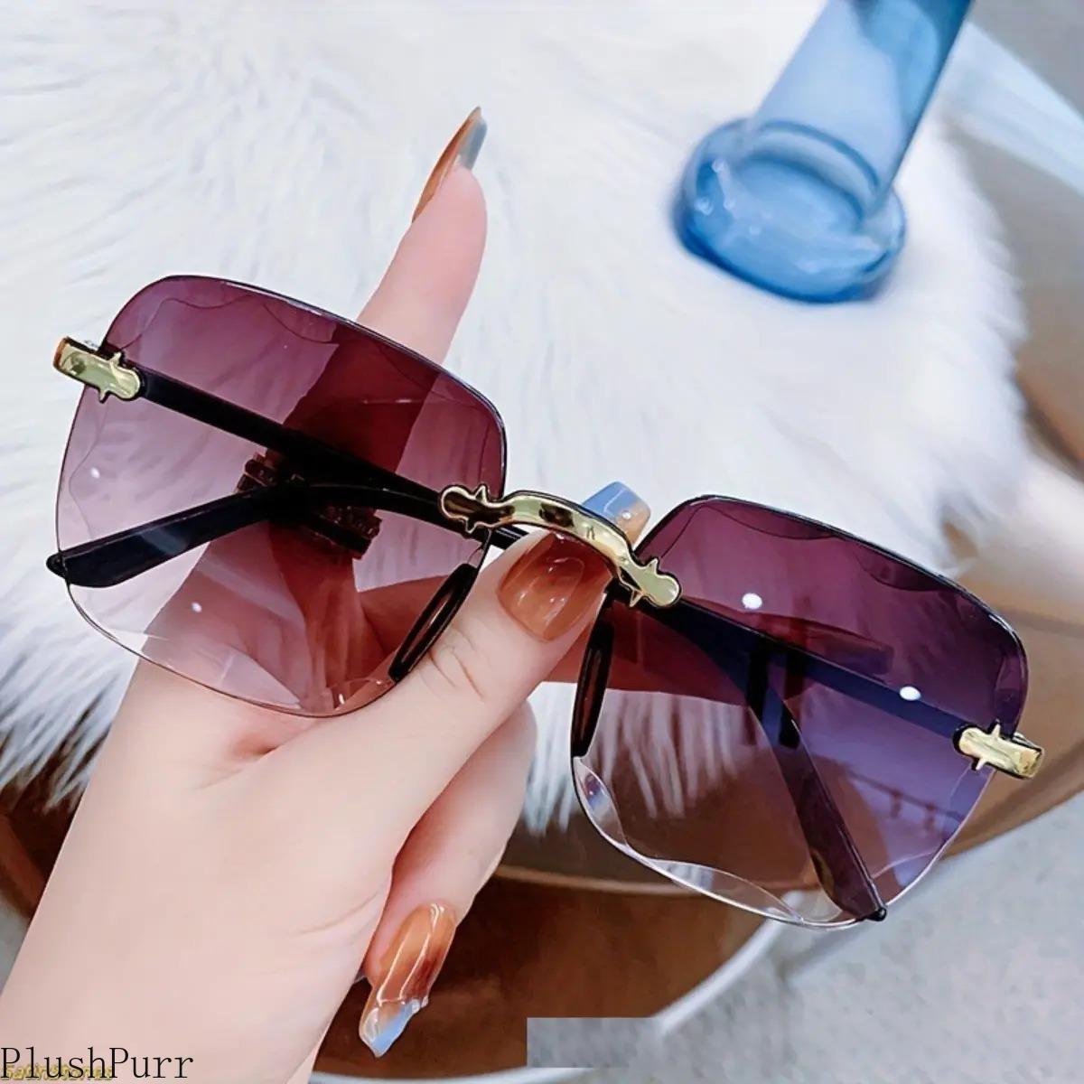 2026 new frameless trimmed sunglasses trendy sunglasses women's fashion i Korean version UV-proof sunglasses