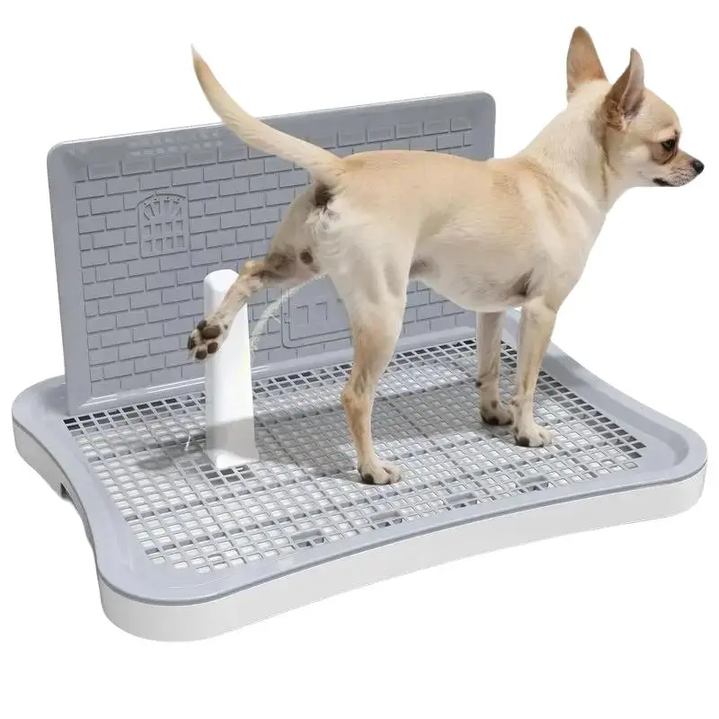 Dog Potty Tray with Wall & Grid, Indoor Puppy Training Toilet, Washable Pee Pad Holder for Small Medium Large Dogs