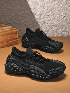 Men's Breathable Knit Hiking Shoes, Non-Slip Wear-Resistant Tire Sole Quick Lace Outdoor Trekking Sneakers, Lightweight Comfortable All-Day Wear for Men, Ideal for Hiking Walking Camping Daily Work Activities