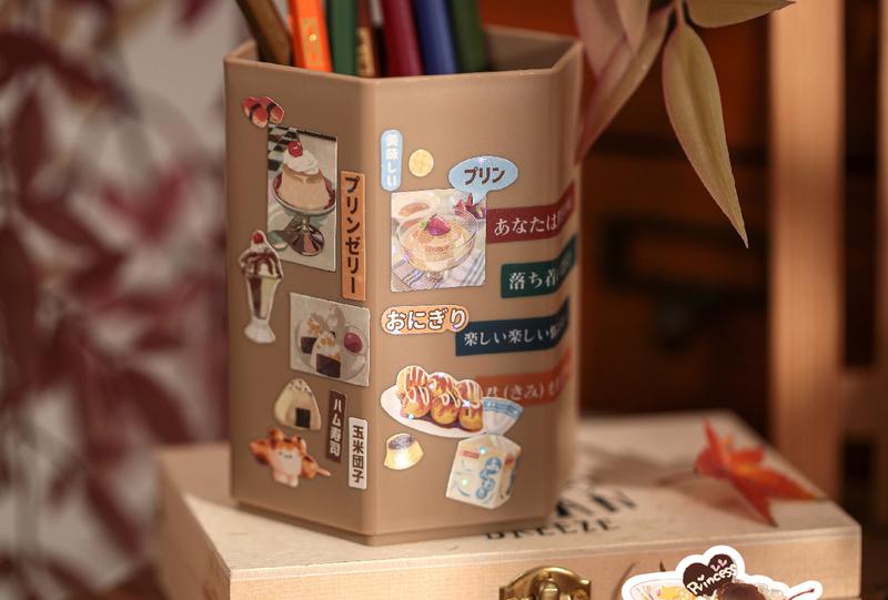 60 sheets/set, retro stickers, food theme, cute healing style, coated paper material, can decorate mobile phones, photo albums, water cups.