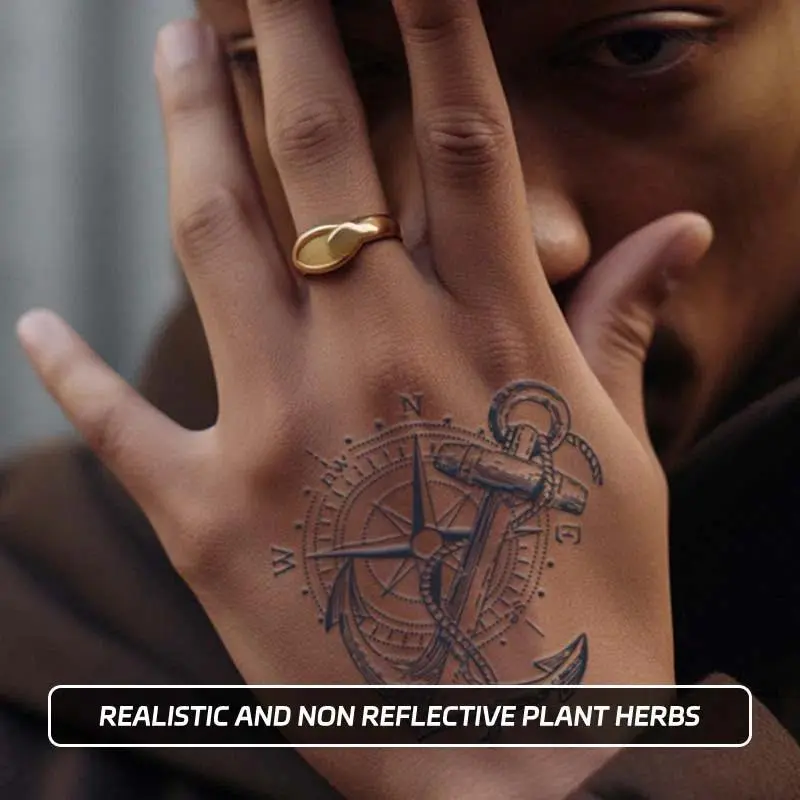 Durable Waterproof for One to Two Weeks Compass Pointer Anchor Pattern Temporary Tattoo Stickers Simulated Fake Tattoo Arm Back