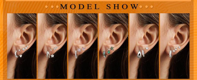 Jstyle 3 Pairs 925 Sterling Silver Earrings for Women Grils Hypoallergenic Silver/Gold Stud Hoops Earrings Set Dainty Studs Huggies Earings Flower Butterfly Earrings Sets for Multiple Piercings