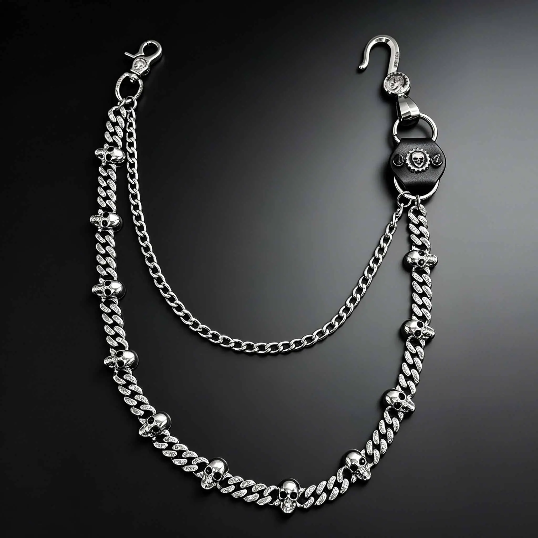 Rhinestone Skull Wallet Chain For Women ,Punk Rock Hip Hop Jean Pants Chain, Trouser Key Chain Waist Belt Chain Accessories