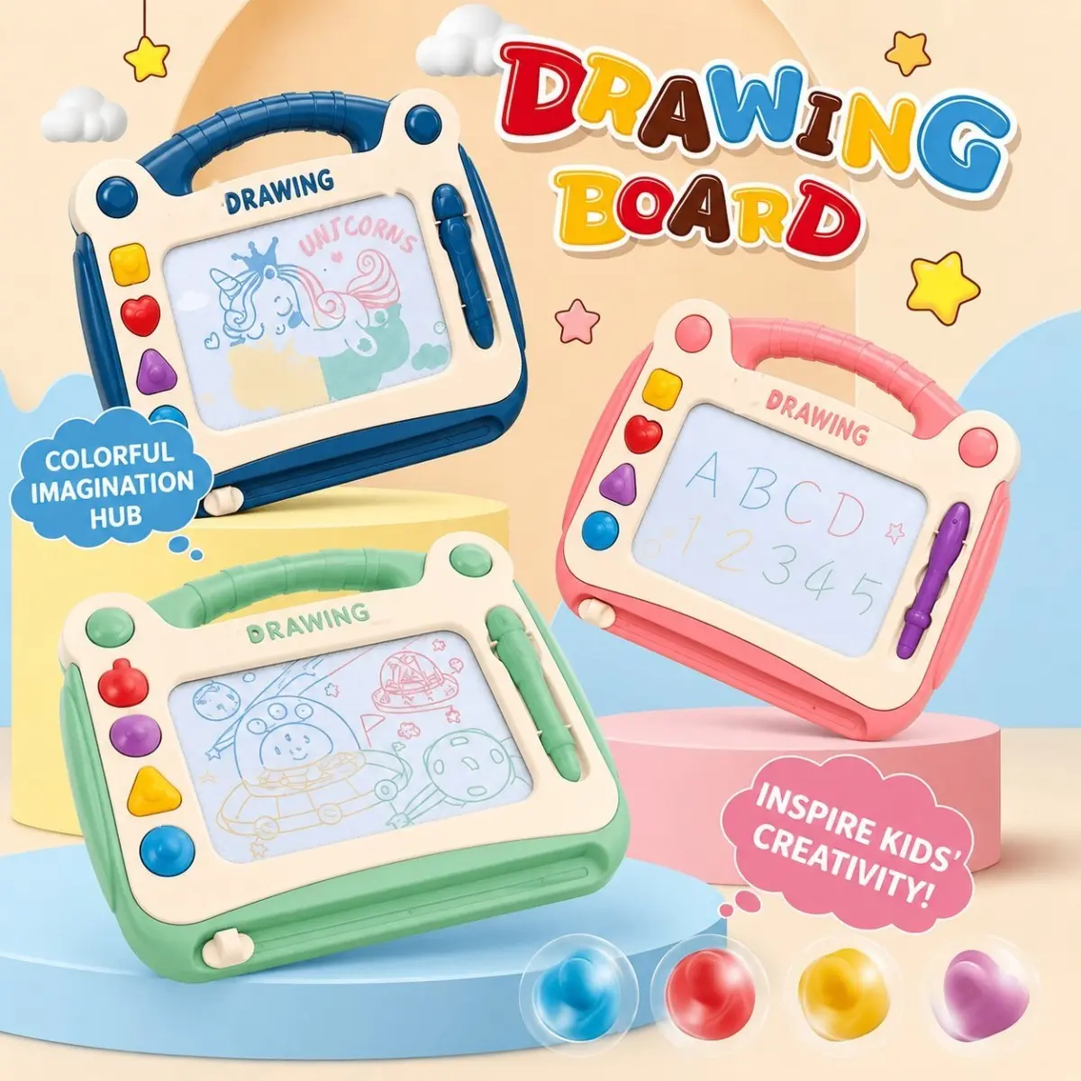 Kids Drawing Board Toy, Magic Doodle Writing Tablet, Reusable Erasable Sketch Pad, Creative Art Learning Toy, Montessori Educational Toy