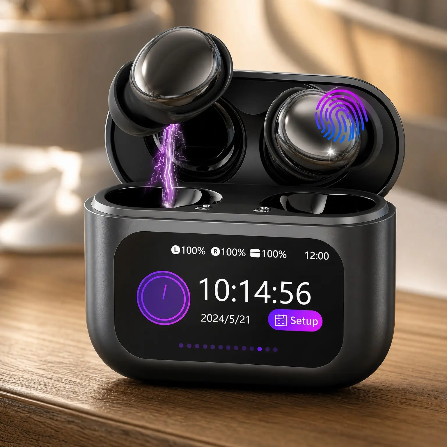 2026 Sleep Earbuds Bluetooth 5.4 In-Ear with Smart Touch Screen, 48H Playtime, Mini Design for Side Sleepers, 5 EQ Modes, Crystal-Clear Calls, IPX7 Waterproof Earphones BlackGift