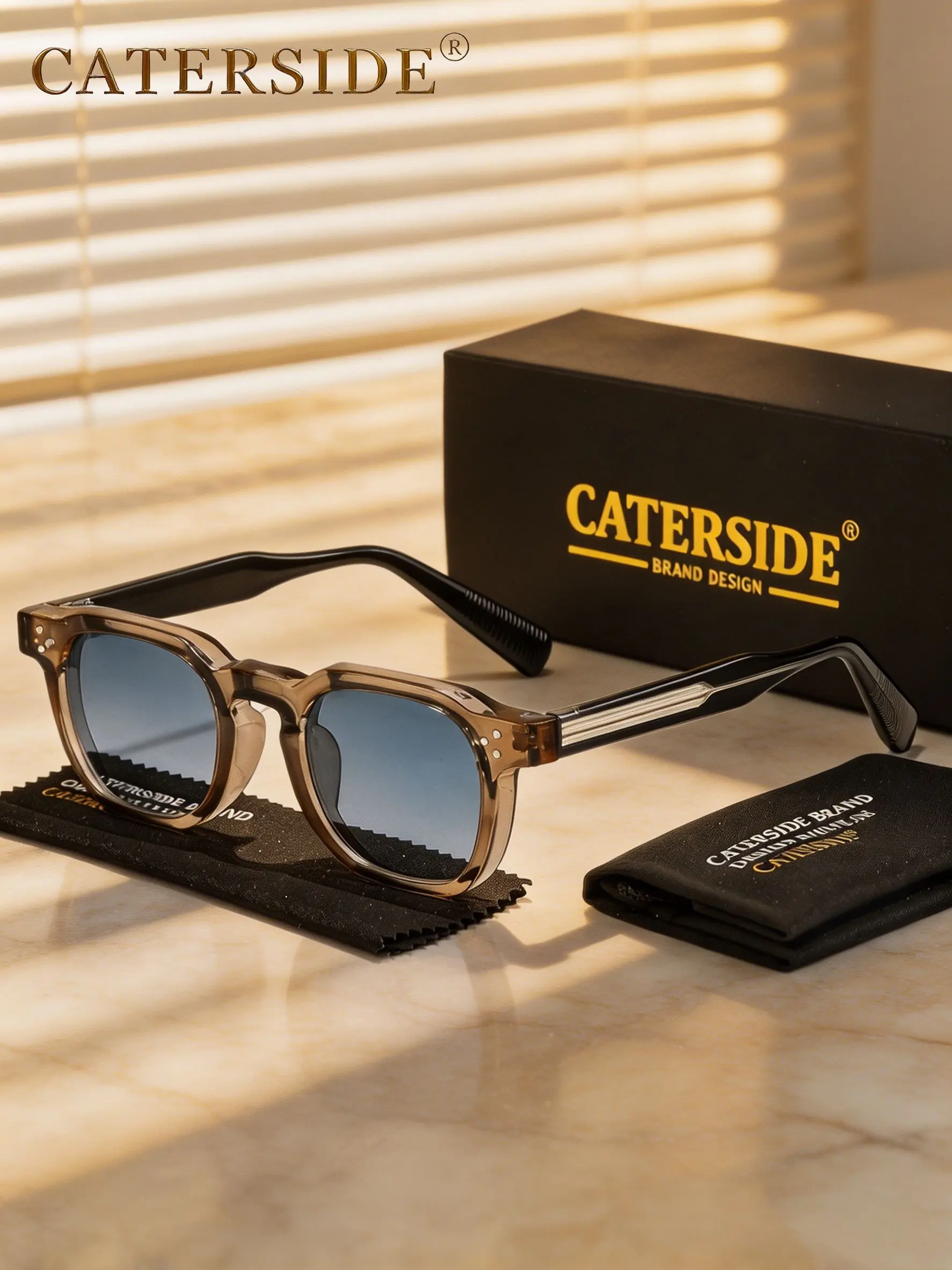 CATERSIDE 1 count with packaging, Fashion square unisex sun protective sunglasses, PC+CP ultra-light frame with UV400 protection, Retro, Street Style Shades in multiple colors, Great for street photography, driving, parties, gifting