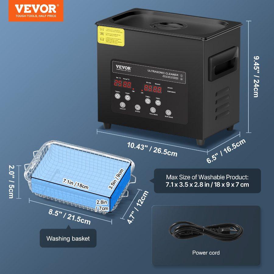 SummerWinsVEVOR 3L Ultra Sonic Cleaner, 120W Digital Ultrasonic Cleaning Machine with Gentle Mode Upgraded Degassing, 40kHz Ultrasound Cleaner Machine with Heater Timer for Jewelry, Glasses, Tools Retainerdealsforyoudays