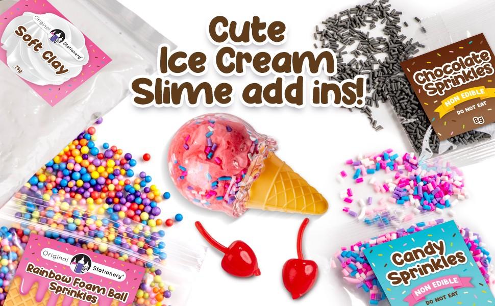 SUNDAY MIRTH Original Stationery DIY Ice Cream Slime Kit for Girls, Amazing Ice Cream Slime Making Kit to Make Butter Cloud & Foam Slimes, Fun Easter Present, 10 Year Old Girl Birthday Gifts & Toys for Girls 8-10