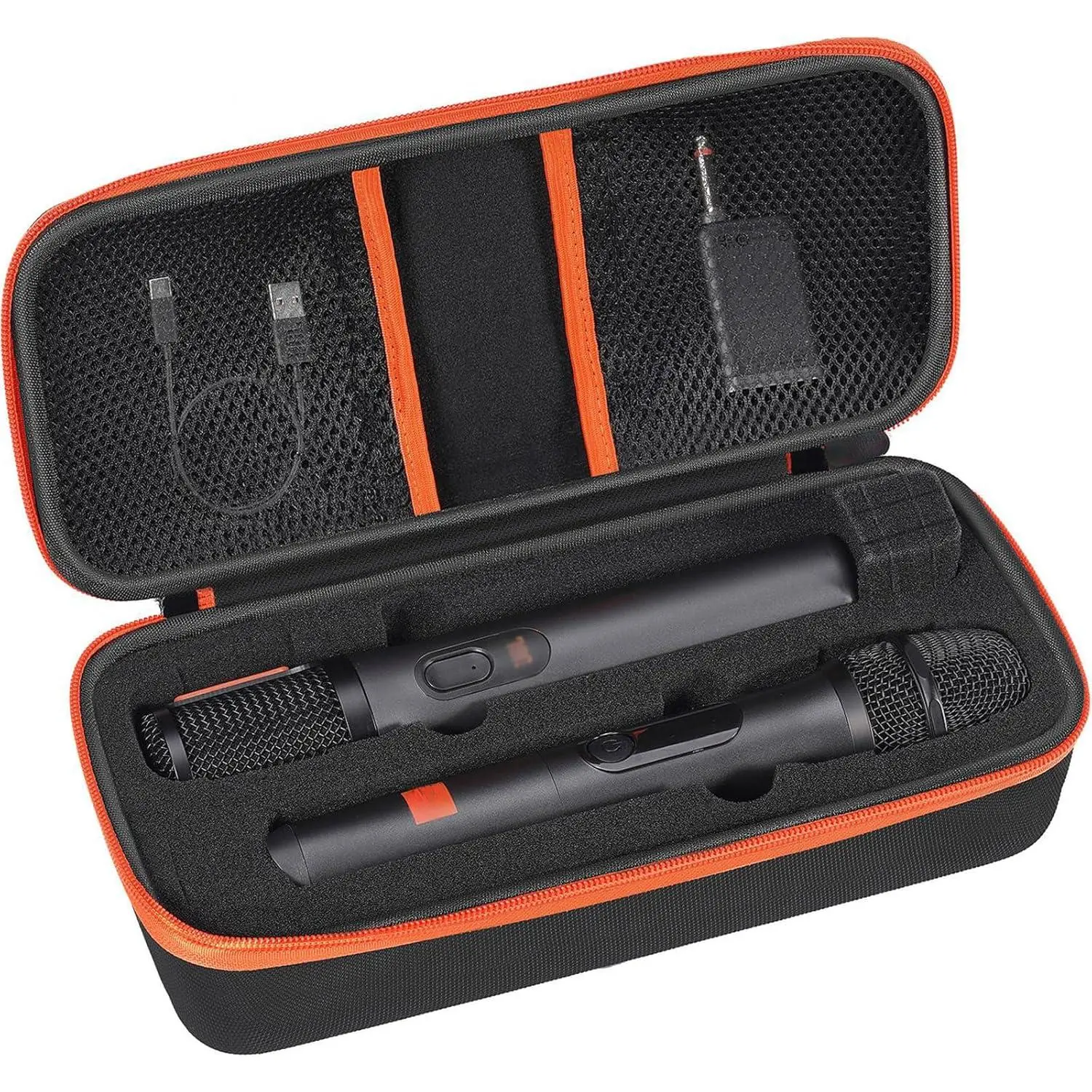 Wireless Microphone Case Compatible with JBL Wireless Two Microphone System, Dual Wireless Mic Case for Party Box, Singing Karaoke Travel Bag for JBL Mic, Receiver, Adapter, AA Batteries (BOX ONLY)