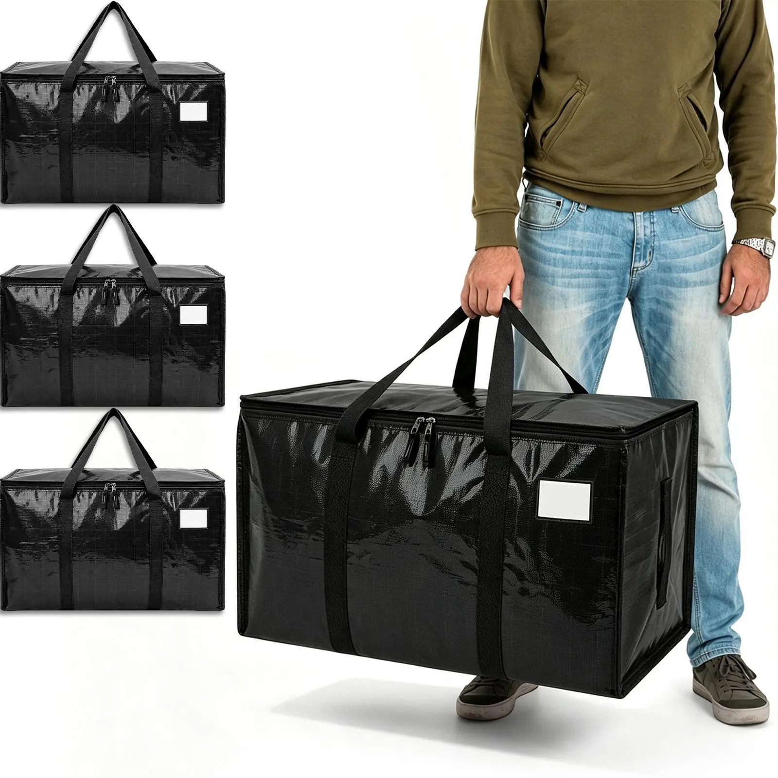 Nifogo 4-Pack 95L Heavy-Duty Insulated Moving Storage Bags (28×13×15 in) - Water Proof Thermal Cooler Totes with Zipper, Home Storage Essentials, Summer Kitchen Gear