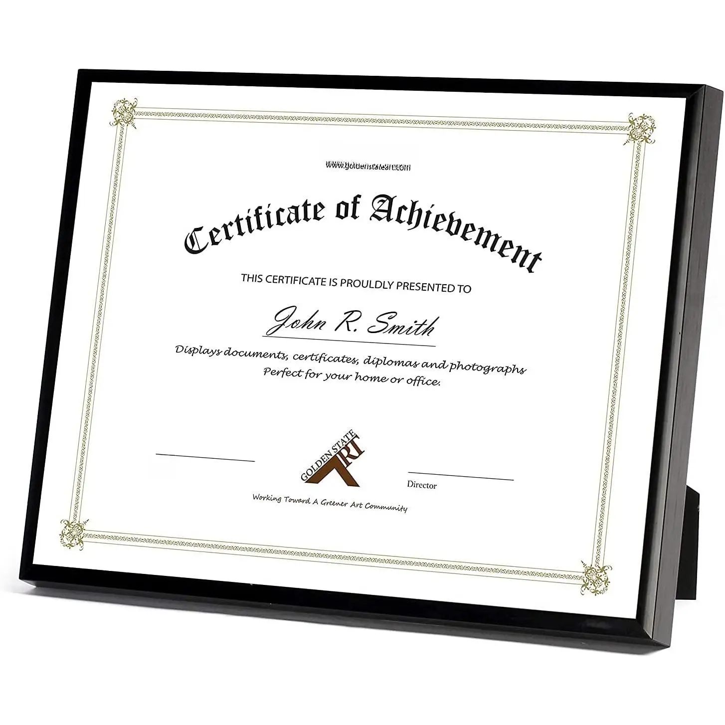 8.5x11 Metal Certificate Frame Black 1 Pack Real Glass | 8.5 by 11  Document Frame with Easel Stand for Desktop,  for Diploma  or Graduation Photos