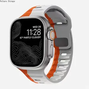 Two-Tone Silicone Sport Apple Watch Band with Square Buckle, Compatible with Apple Watch Ultra 2 and Series 9