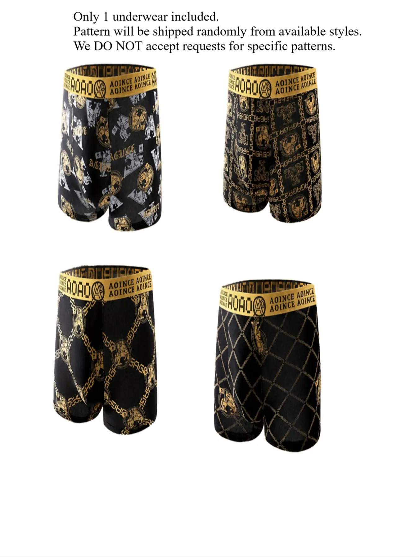 12 Value Pack: Randomly send 1 piece of summer thin black gold printed men's square underwear, breathable, sweat wicking, high elasticity fabric, suitable for daily travel, ball sports, men's square underwear
