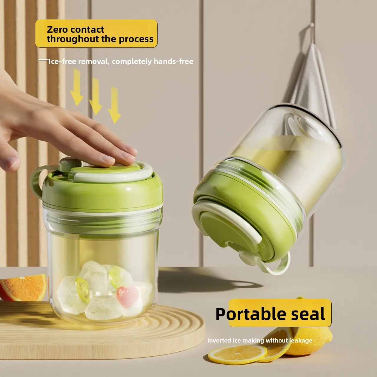 Summer ice cube and ice cup two-in-one portable travel cup with handle, cold drink cup, ice cup, refrigerator ice maker