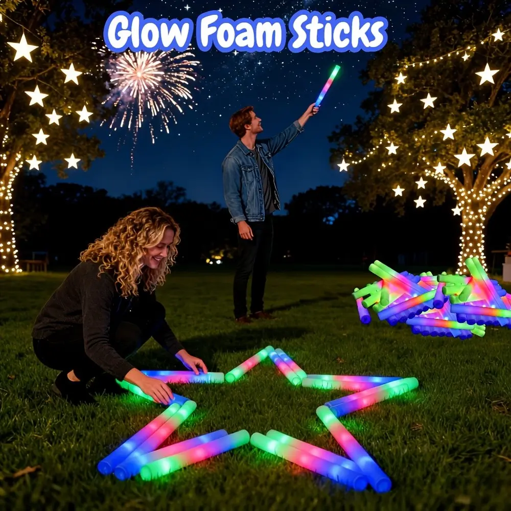 42pcs Portable Gradient LED Foam Glow Sticks, Length 13.78 Inches (Approx. 35 Cm) - Luminous Glow Sticks, Light-Up Sticks, 3 Modes of Light, Suitable for Camping, Outdoor Parties, Themed Glow Parties, Weddings, Birthday Gatherings, Concerts