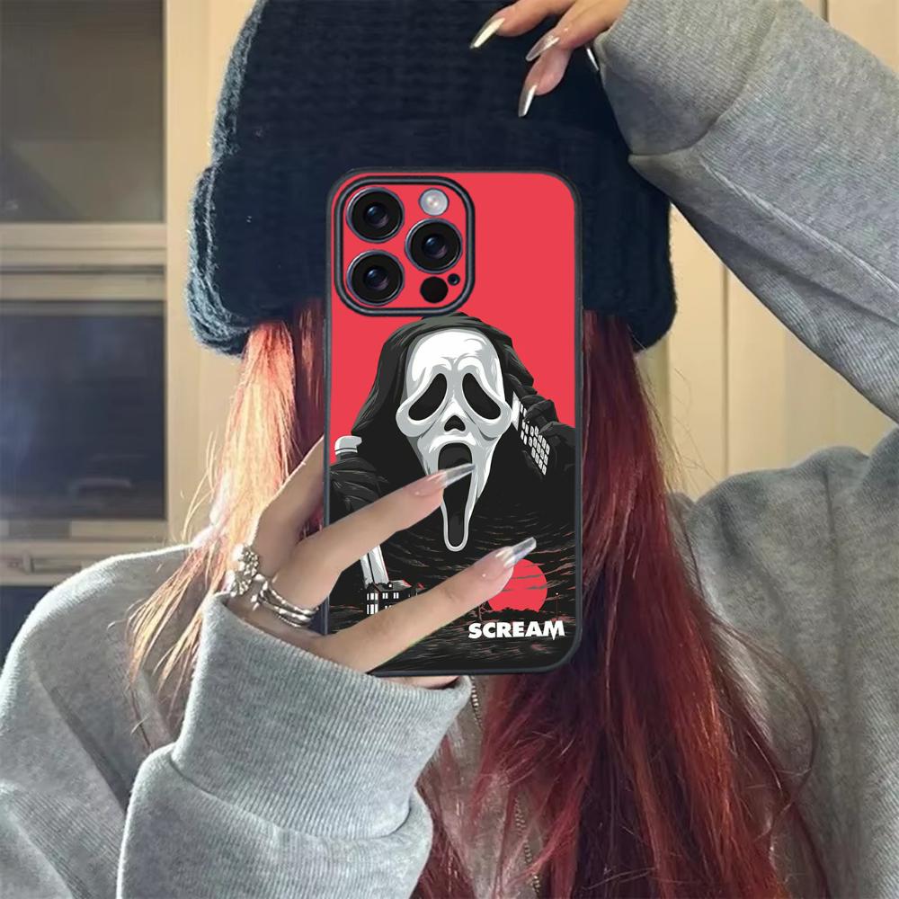G-Ghostface H-Horror Scream Art Phone Case For iPhone 17 16 15 14 13 12 11 X Plus/Air/Pro Max/Pro TPU Soft to Skin-friendly case Shockproof Cellphone Shockproof Protector Smartphone Protection screen protector Cover Protective Casing