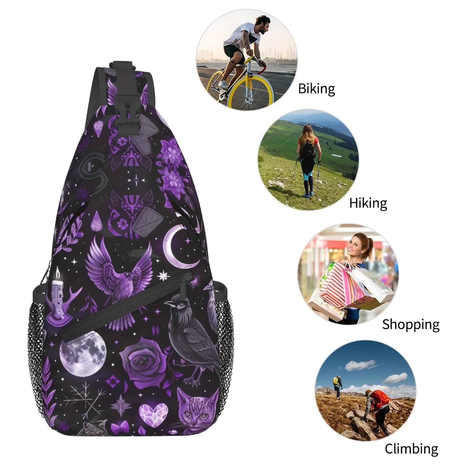 A Versatile Crossbody Chest  Suitable for Hiking, Featuring a Gothic Witchcraft Design.This Durable Shoulder  Has a Large Capacity And Is Perfect for Shopping, Leisure Travel, Beach Outings, Fishing bag