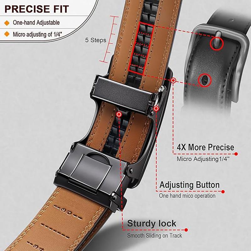 KZZ Mens Belt Leather Ratchet Easy Release Belt Dress and Casual Adjustable Belts for Men's Wear Gift Fathers Gift christmas gifts for him Tailored Fit Anniversaries