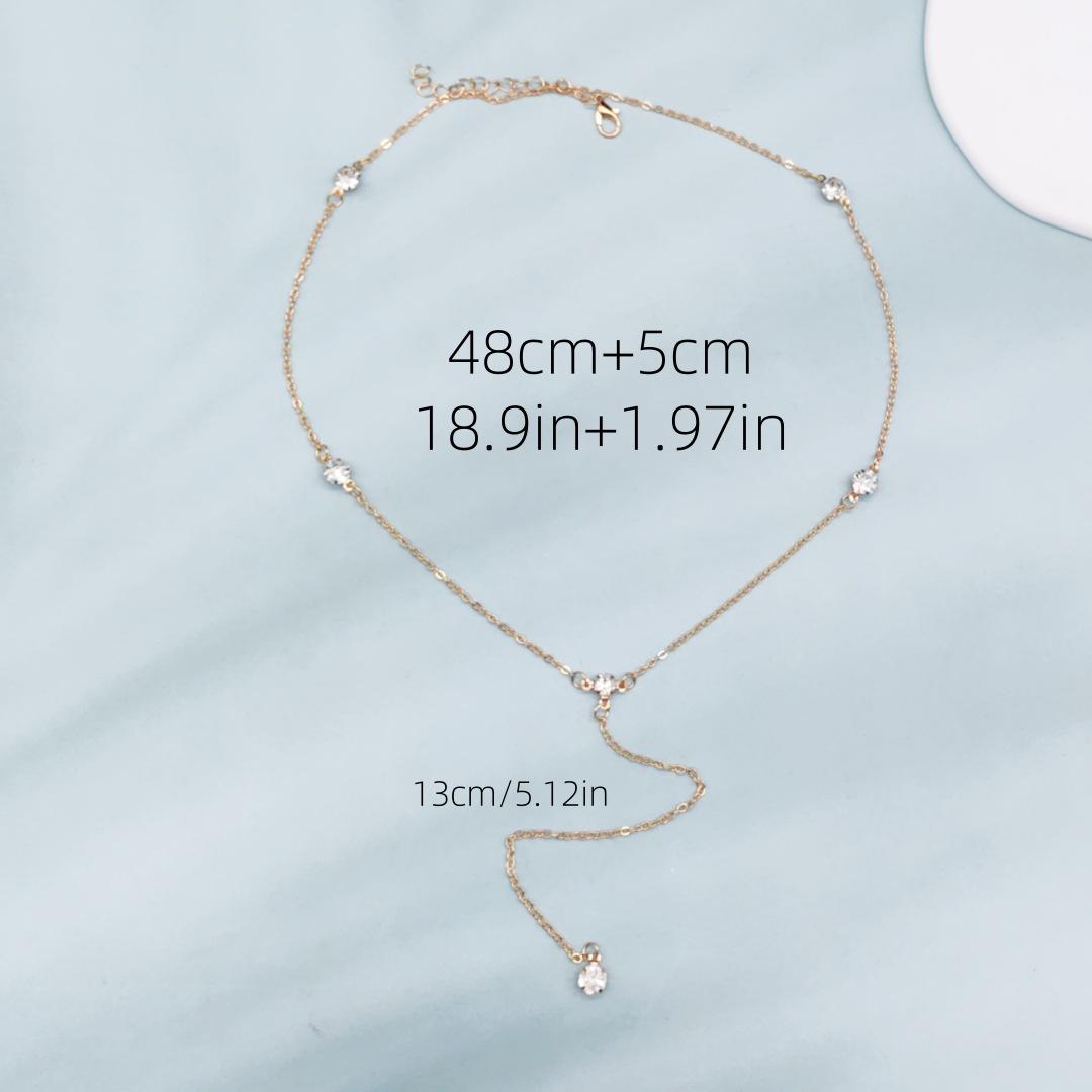 Luxury Gold Layered Necklace Set For Women Dainty CZ Pendant Lariat Y Necklace Bridal Gift For Her