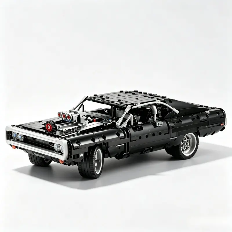 Classic Muscle Car Dodge Charger Building Blocks Set, Technical Racing Car Bricks Model, DIY Assembly Toy, Perfect Birthday Party Favor & Family Interactive Gift for Boys and Hobby Enthusiasts