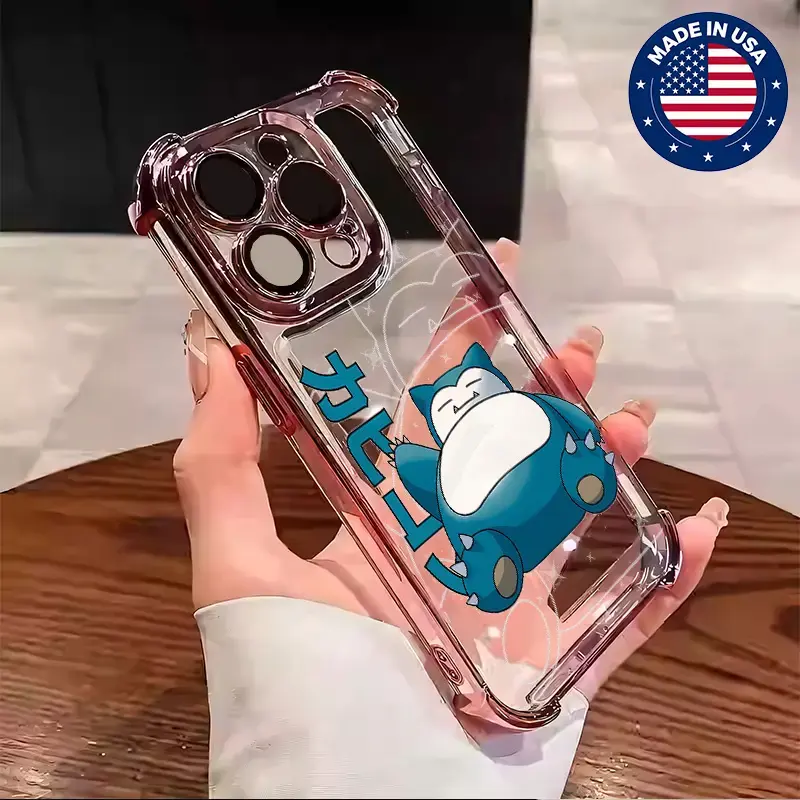 Pokémon Snorlax Aesthetic Custom Silicone Phone Case, Protective Full Body Soft TPU Cover for iPhone 16/15/14/13/12 Plus Pro Max, Anti-Drop Shockproof Anti-Scratch Vintage Unique Fashion Accessory, Accessories