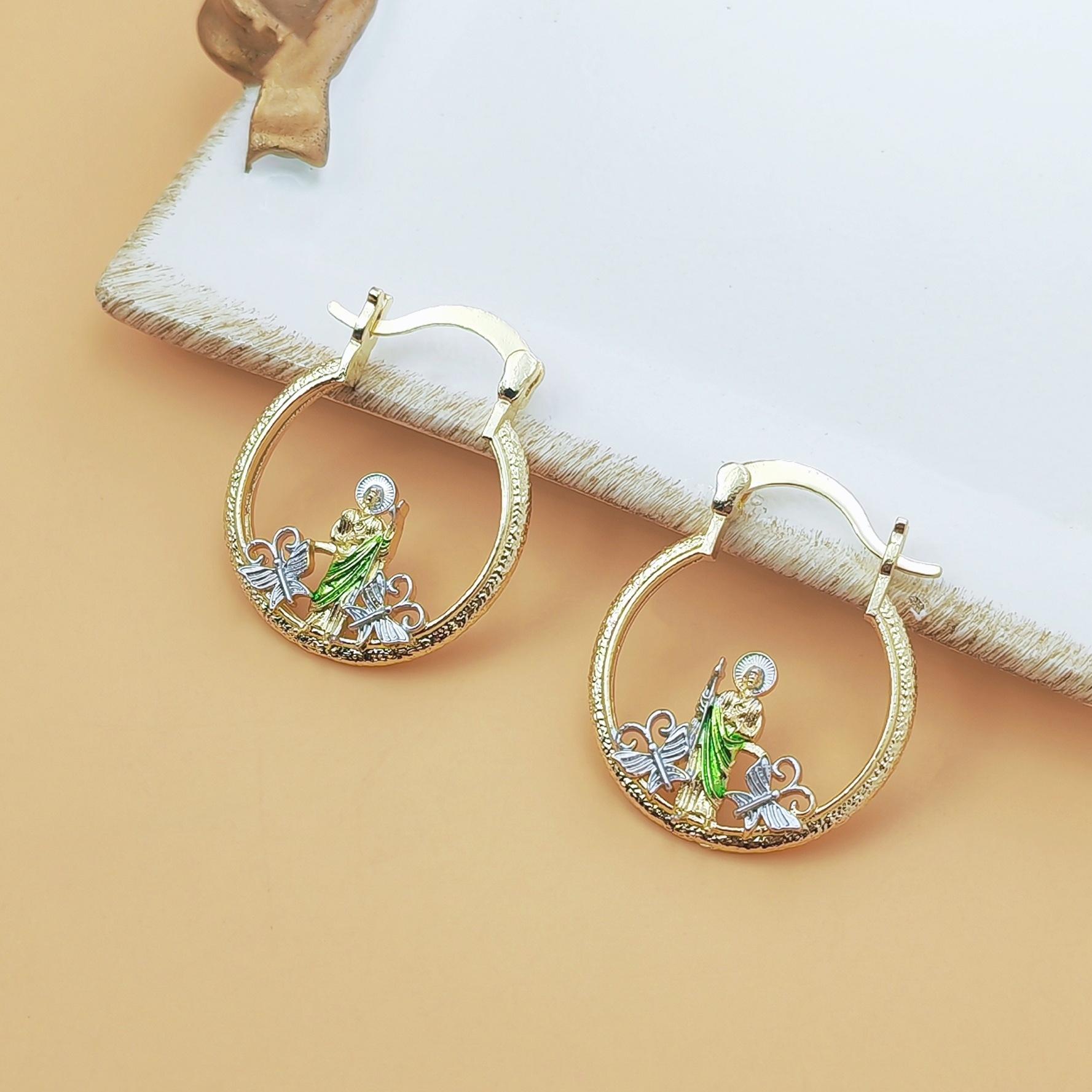 Vintage Saint Jude Portrait Drop Earrings for Women, European American Religious Inspired Design, Luxury Minimalist Style, Elegant & Chic Fashion Jewelry, Perfect for Daily Wear, Parties & Meaningful Gift Giving