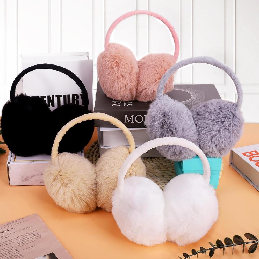 Ear Muffs Winter Women, Girls Adjustable Faux Fur Ear Warmers Comfy Cute Fuzzy Earmuffs