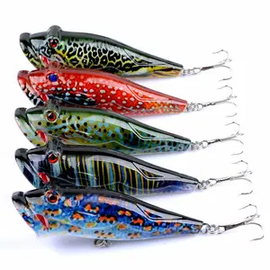 5Pcs Topwater Popper Fishing Lures Realistic Hard Bait Crankbait For Bass Trout Catfish