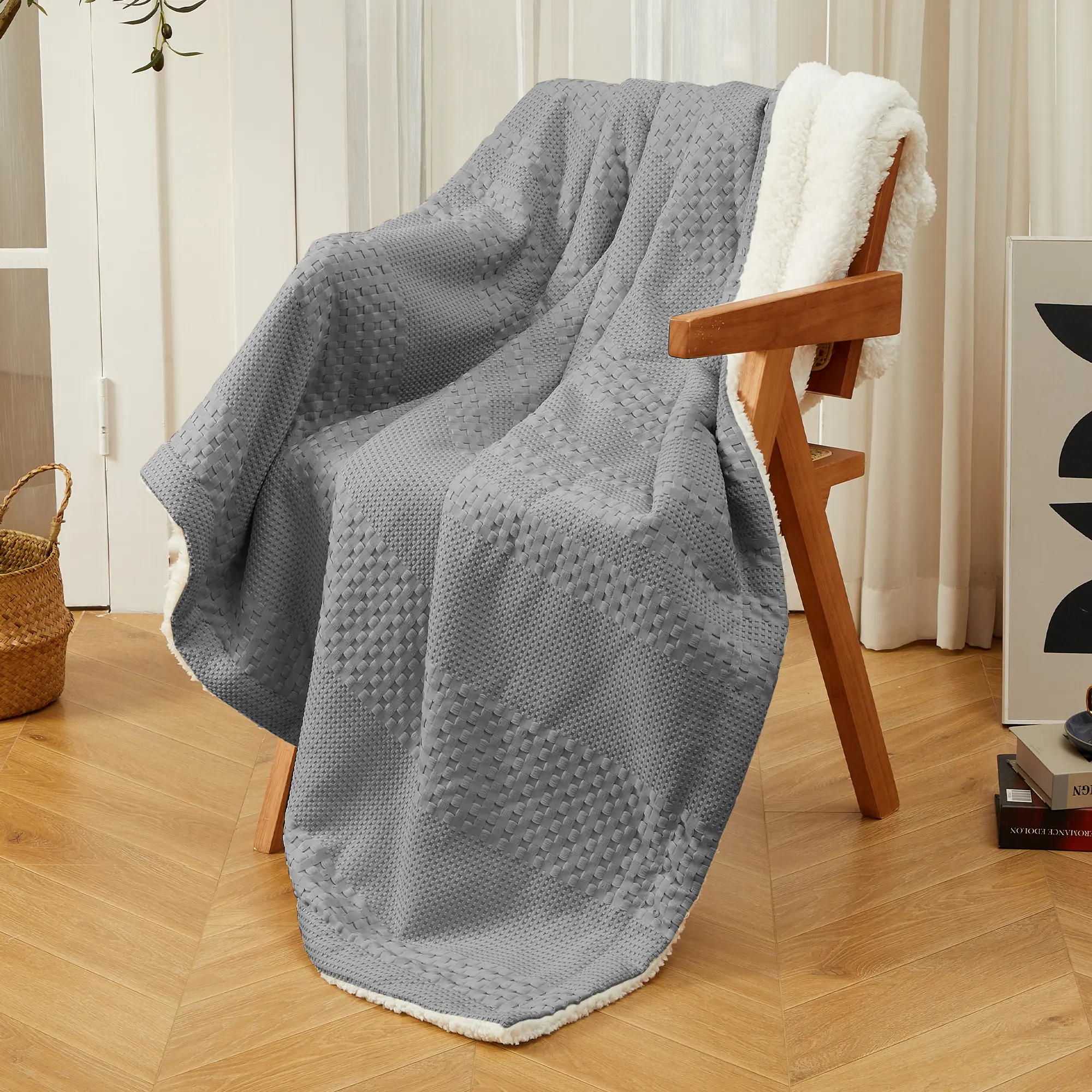 Heated Blanket Queen Size - Dual Control Electric Throw - 9 Heat Settings, 1-12H Auto-Off Timer, Machine Washable, Cozy Waffle Weave Sherpa - Perfect for Bed, Couch, Sofa