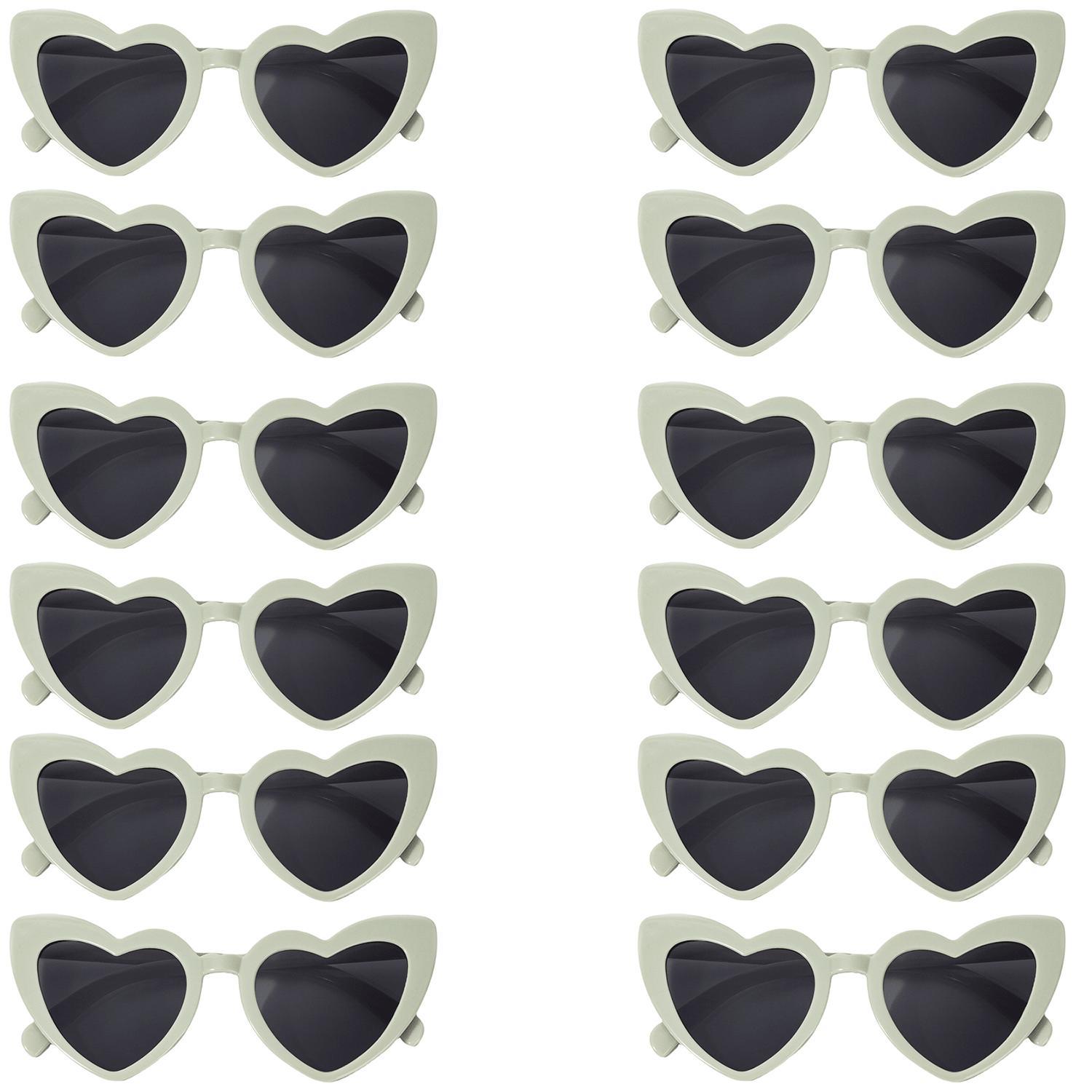 Heart Shaped Sunglasses, 12pcs/set Trendy Heart Sunglasses, Fashion Accessory for Bridal Shower, Bachelor Party, Wedding, Birthday