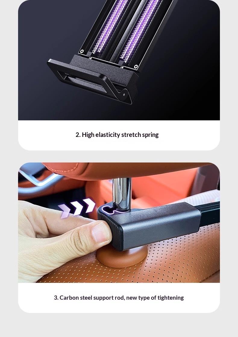 Car tablet bracket, rear seat back ipad support frame, rear seat headrest retractable, rotatable and fixed mobile phone bracket