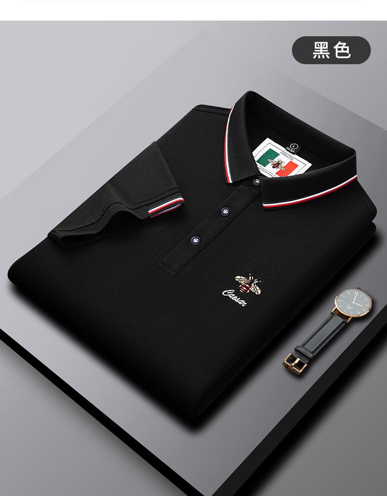 New Embroidered Bee Short Sleeve Lapel Polo Shirt High-end Trendy Brand Men's Top T-shirt