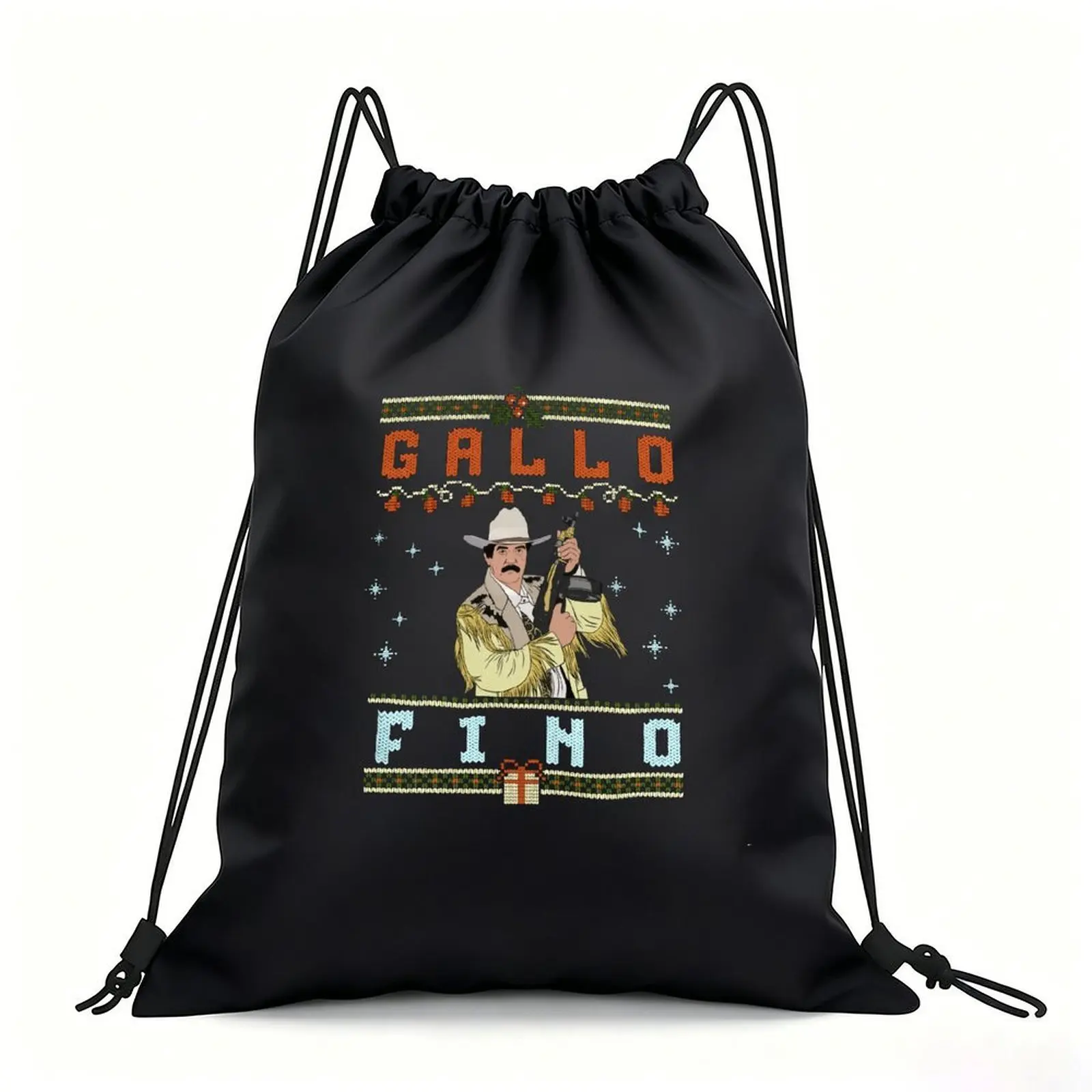 Portable Drawstring Sack Bag with Custom Graphic Print, Waterproof Polyester String Backpack for Gym Workout Swimming Hiking