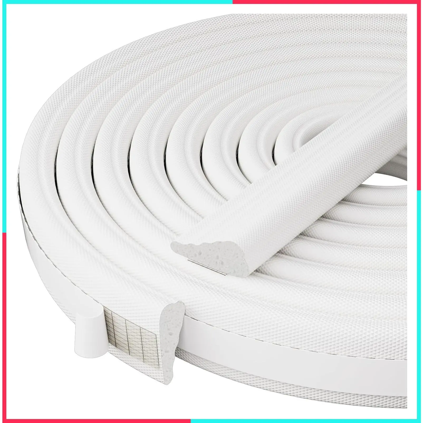196” Wedge-Shape Foam Window Weather Stripping Door Seal | Soundproofing Frame Winter Insulation Strip, Noise Cancelling Window Inserts, Door Gap Filler Light Blocker, White