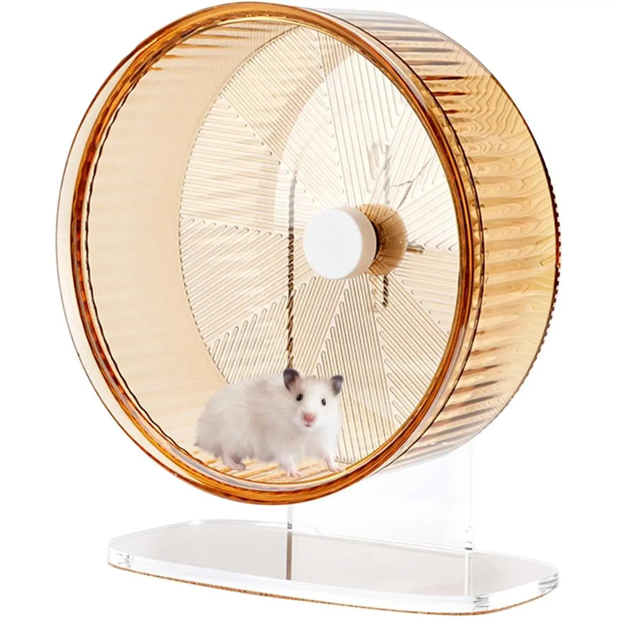 Super-Silent Hamster Exercise Wheel Silent Spin Toys with Height Adjustable Stand for Hamsters Gerbils Mice and Other Small Animals 8.5inch Yellow