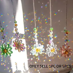 2026 New Crystal Sunflower Sun Catcher Hanging Ornament, 1/6 Counts Rainbow Maker Prism Pendant, Colorful Window Decor for Indoor Home, Outdoor Patio Garden, Perfect Holiday Gift Garden Accessories