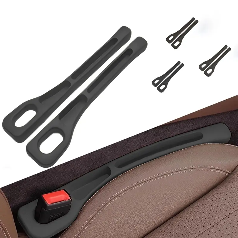 2-Pack Soft Foam 3-in-1 Car Seat Gap Filler - Rubber+ABS Storage Organizer with Hook, Car Organization Accessories, Auto Accessories, 16.1in × 2.56in × 1.3in (Approx. 16x2.56"), Brake-safe Hold for Drivers, Universal Vehicle Console & Seat Use