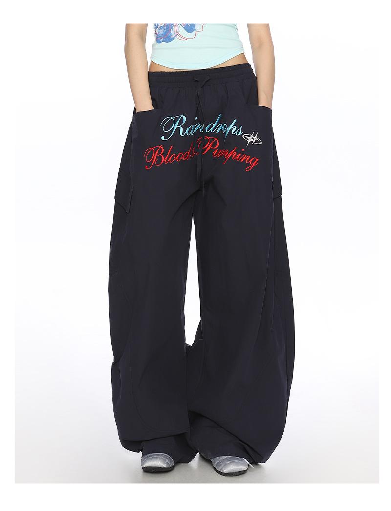 Women's American Vintage Lightweight Quick-Dry Cargo Parachute Pants - 2026 Summer New Loose Fit Slimming Wide-Leg Casual Trousers