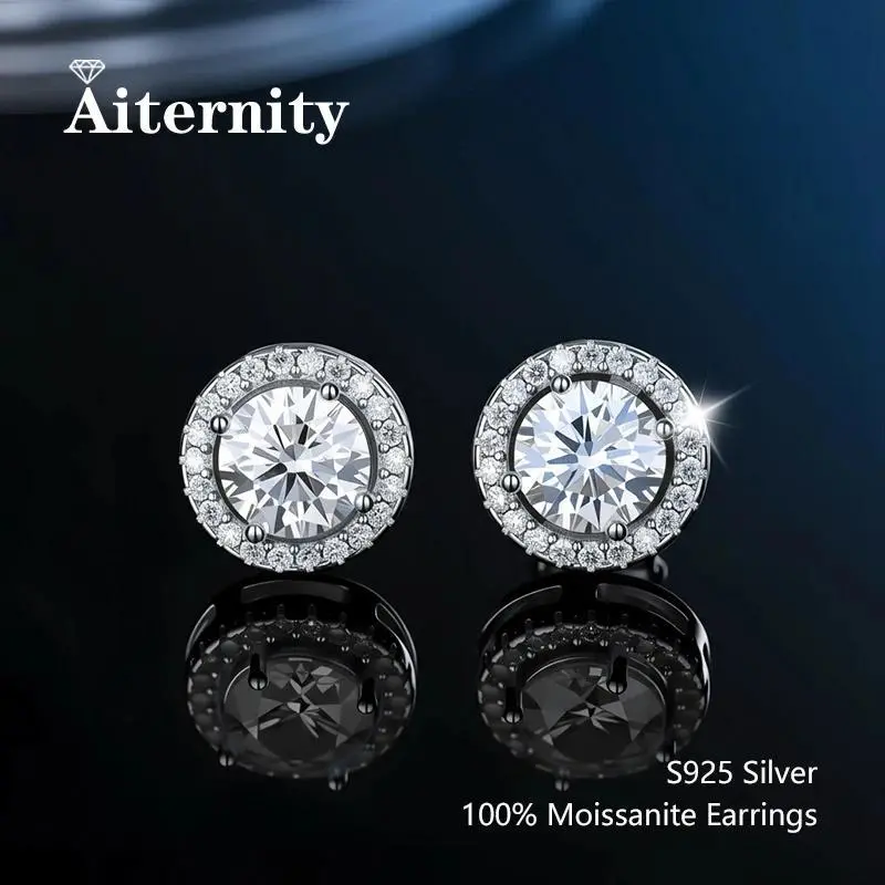 D VVS1 Moissanite Stud Earrings For Women Pass Diamond Tester Pen S925 Platinum Plating Moissanita With 2 Certificates