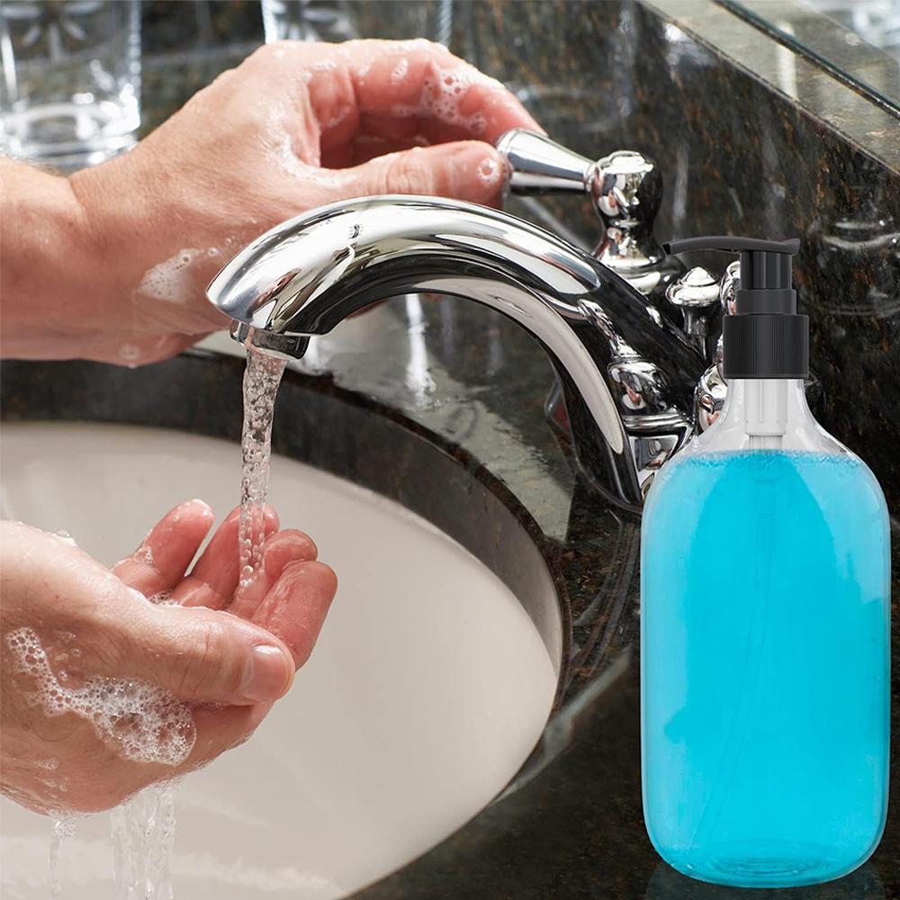 10oz Clear Plastic Pump Bottle, 2 Counts Soap Dispenser, Refillable Empty Bottle Container with Pump for Essential Oil Soap Lotion Shampoo, Storage Dispenser