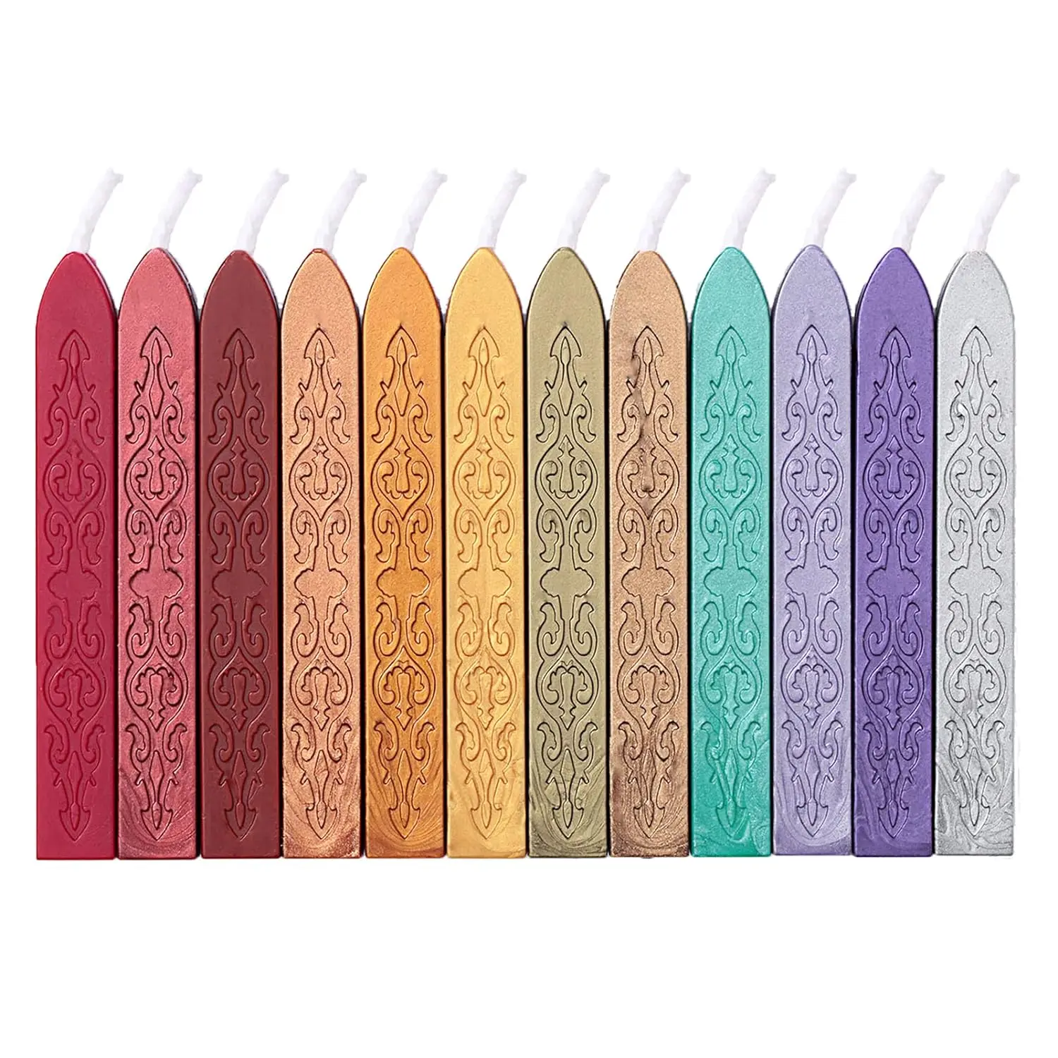 Wick-Equipped Sealing Wax Sticks - 12 Count, 12g, 3.6x0.43x0.43 in, Fun, Creative DIY, Colorful, Thick Seal, Cool Off Quickly, Easy-to-Use, for Letter Seal Wax Stamps, Wedding Invitations