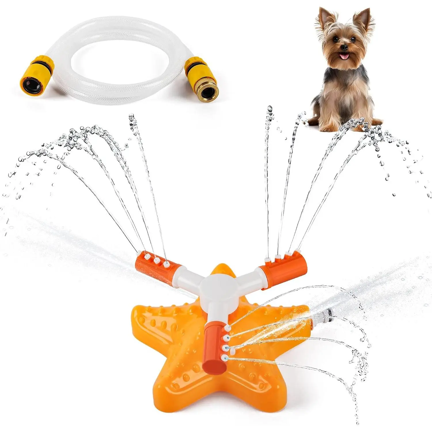 Dog Sprinkler Toy, Outdoor Water Dispenser for Dogs, 360 Degree Rotating Water Sprinkler for Puppy, Perfect Summer Dog Toy for Lawn and Cooling